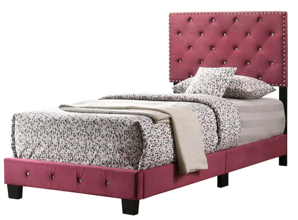 Suffolk G1403 Twin Bed Cherry Foam Velvet Finish glory furniture