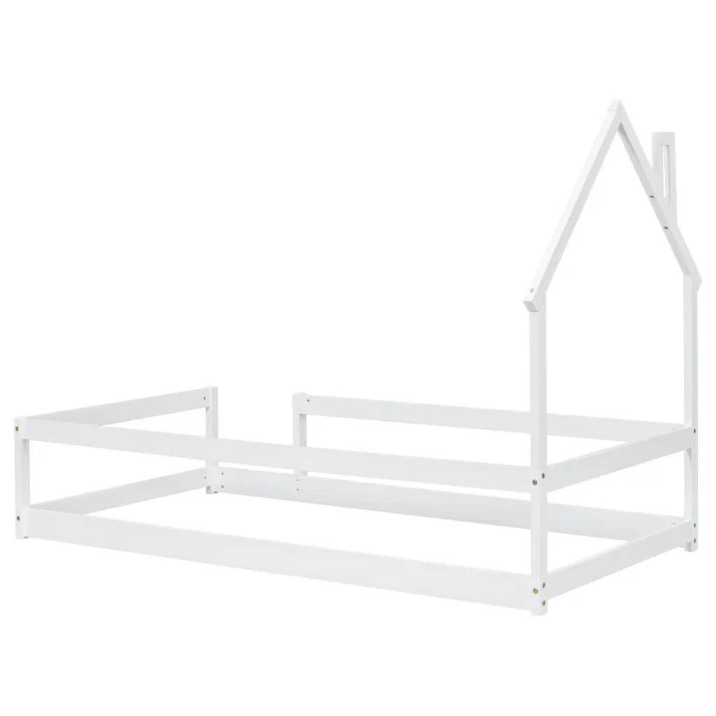 Twin Wood Bed Headboard Floor Bed Fences Kids Bedroom inspirit