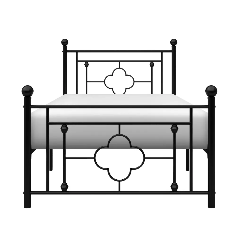 1Pc Twin Platform Bed Black Finish Metal Frame Ball Finials Modern Traditional Design kanepe