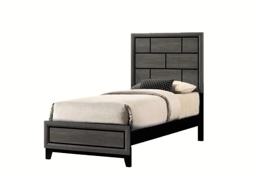 Contemporary Gray Finish Twin Panel Low Profile Youth Kids Bed kanepe