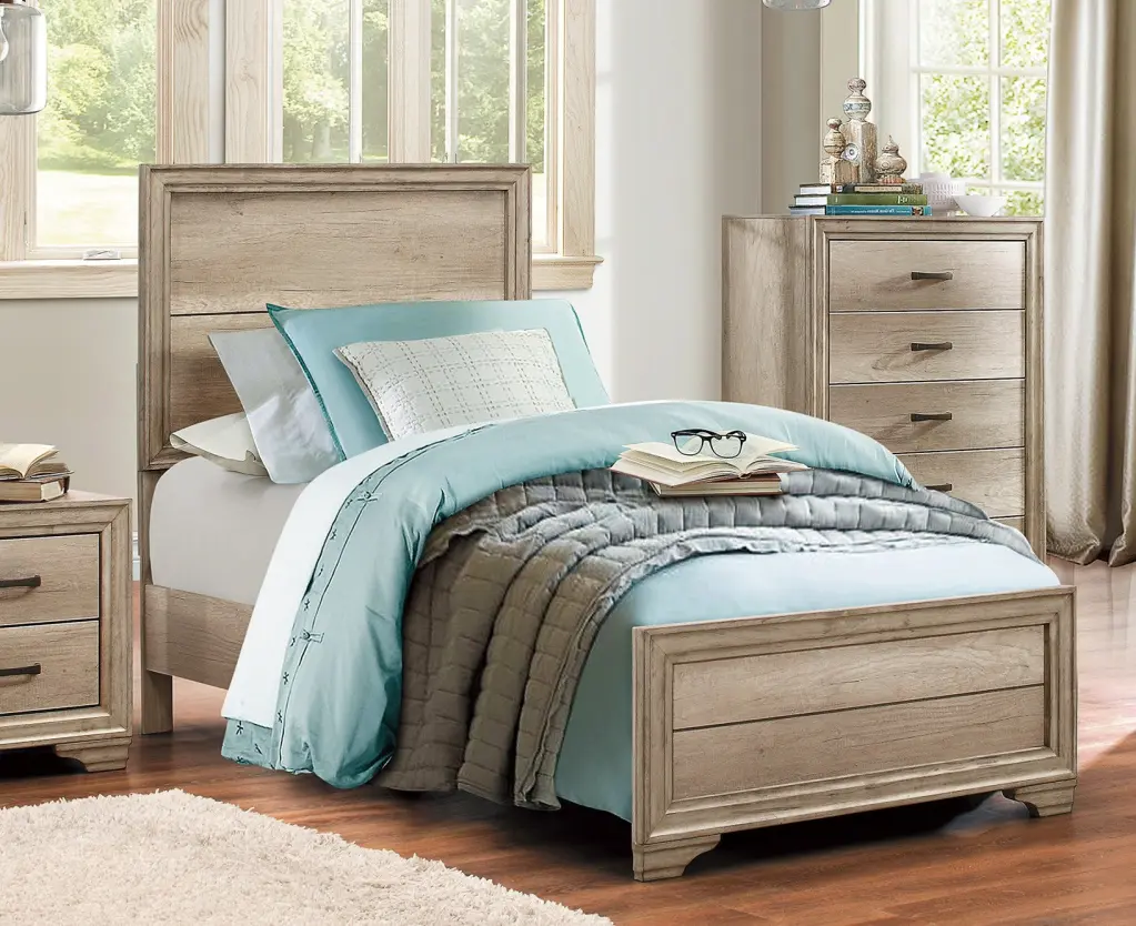 Contemporary Twin Dimensions Bed Luxury Melamine Board Natural Finish kanepe