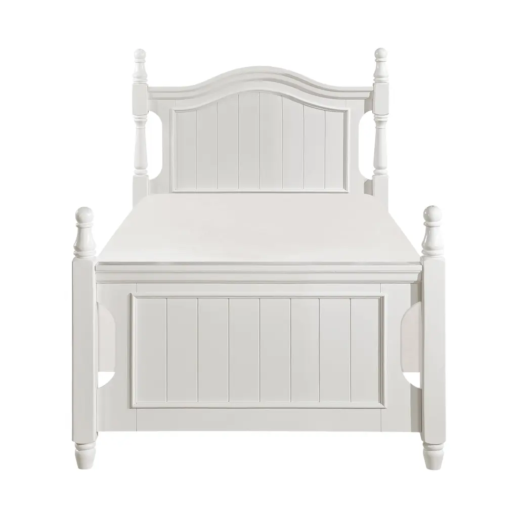 Timeless White Finish Twin Size Poster Bed Wooden Traditional Bedroom Furniture kanepe