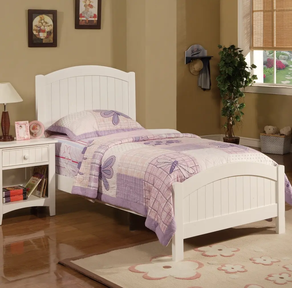 White Twin Dimensions Bed Vertical Lines Carving Youth Bedroom kanepe