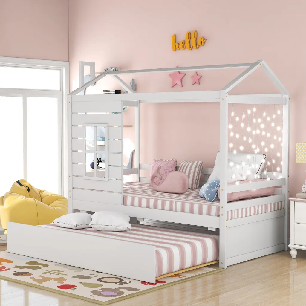 Twin Dimensions Houtilize Wood Bed Trundle White Twin Size Bed Frame lucky furniture