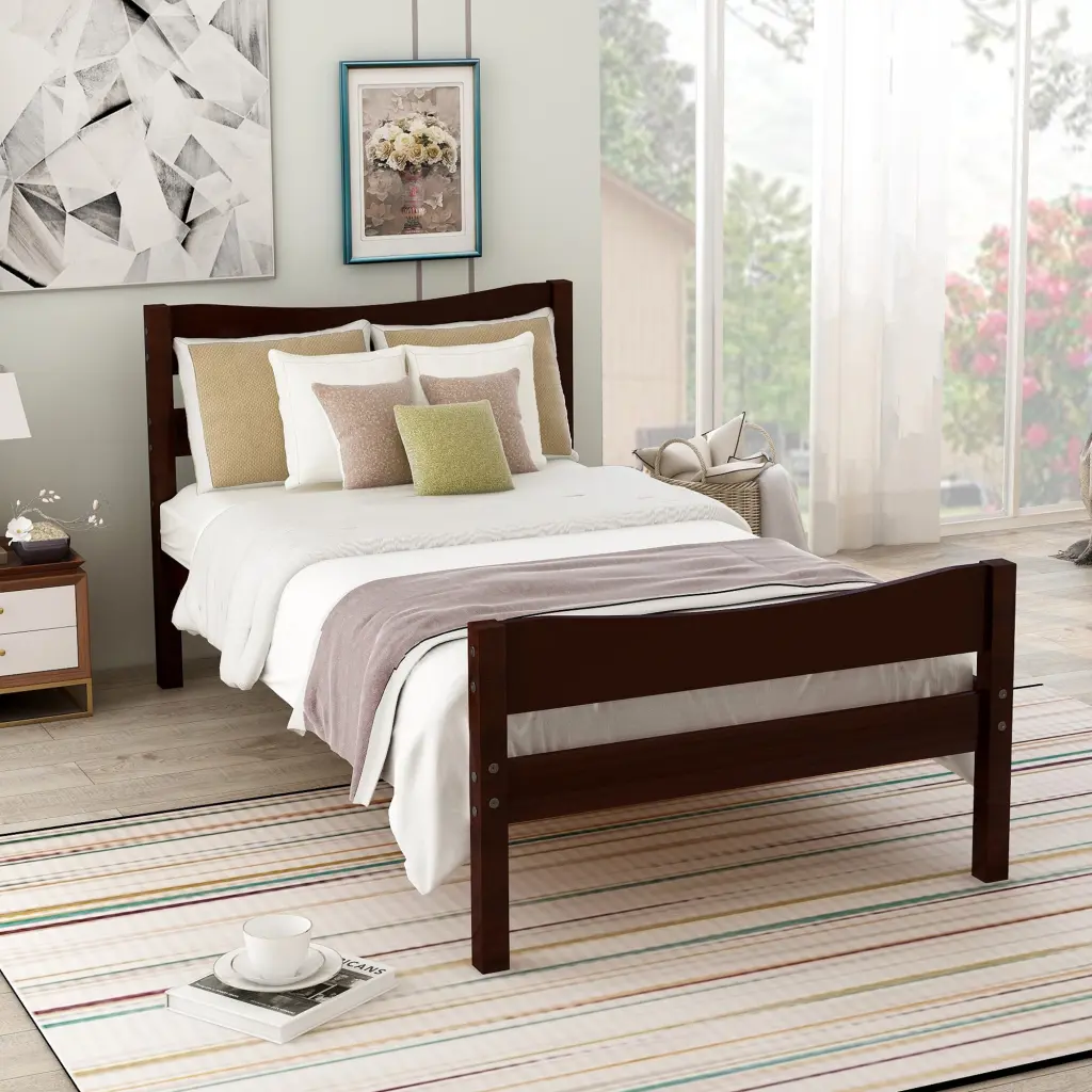 Twin Dimensions Timber Platform Bed Headboard And Timberen Slat Support lucky furniture
