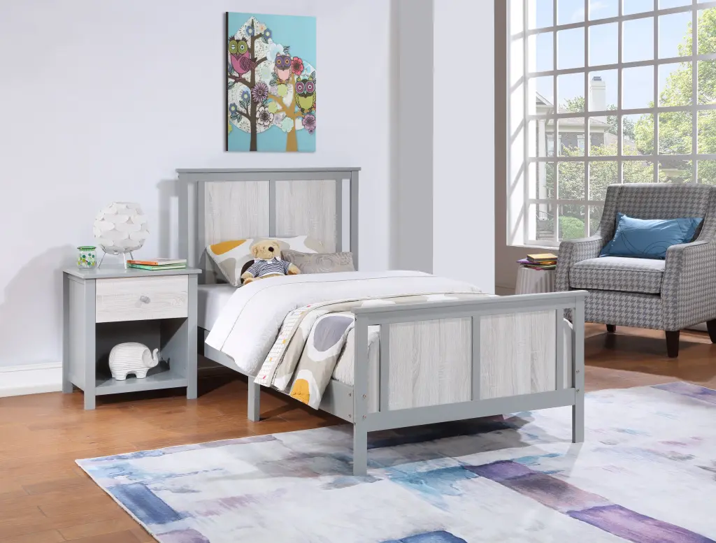 Connelly Reversible Panel Twin Bed Gray Rockport Solid Timber simple living