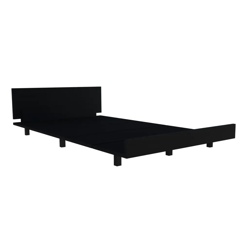 Kaia Twin Bed Base Headboard Black Twin Black Bedroom Particle Board Frame tuhome