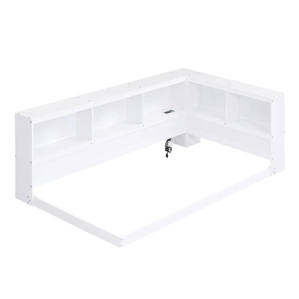 Wood Twin Size Daybed Storage Cabinets And Usb Ports White Modern Space Saver wm store