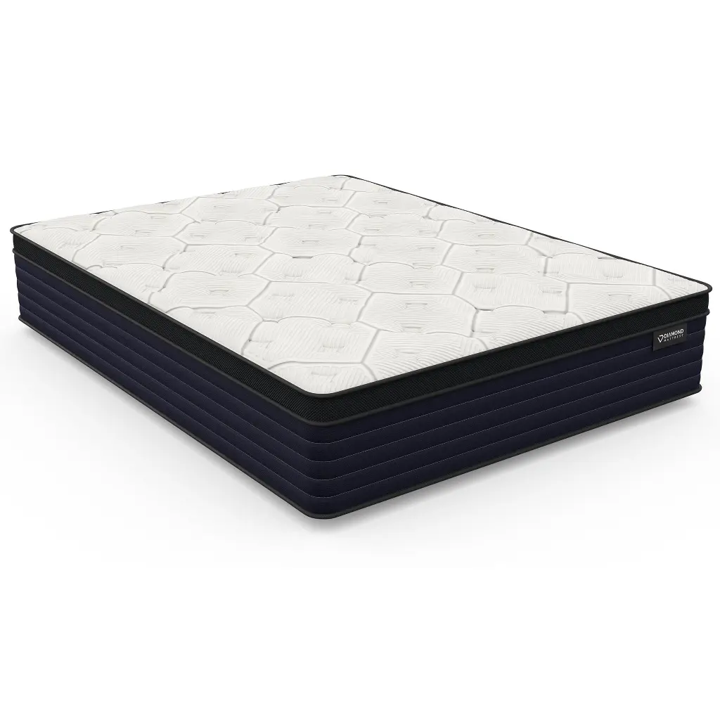 Twin Cleo Cool Conductive Metal Hybrid Euro Top 14" Firm Feel White Polyurethane Mattress diamond mattress