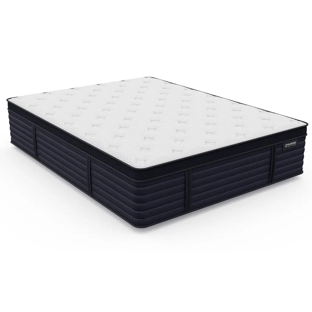 Twin Hughes Cool Latex Hybrid Euro Top 14.5 Inch Medium Feel White Polyurethane Mattress diamond mattress