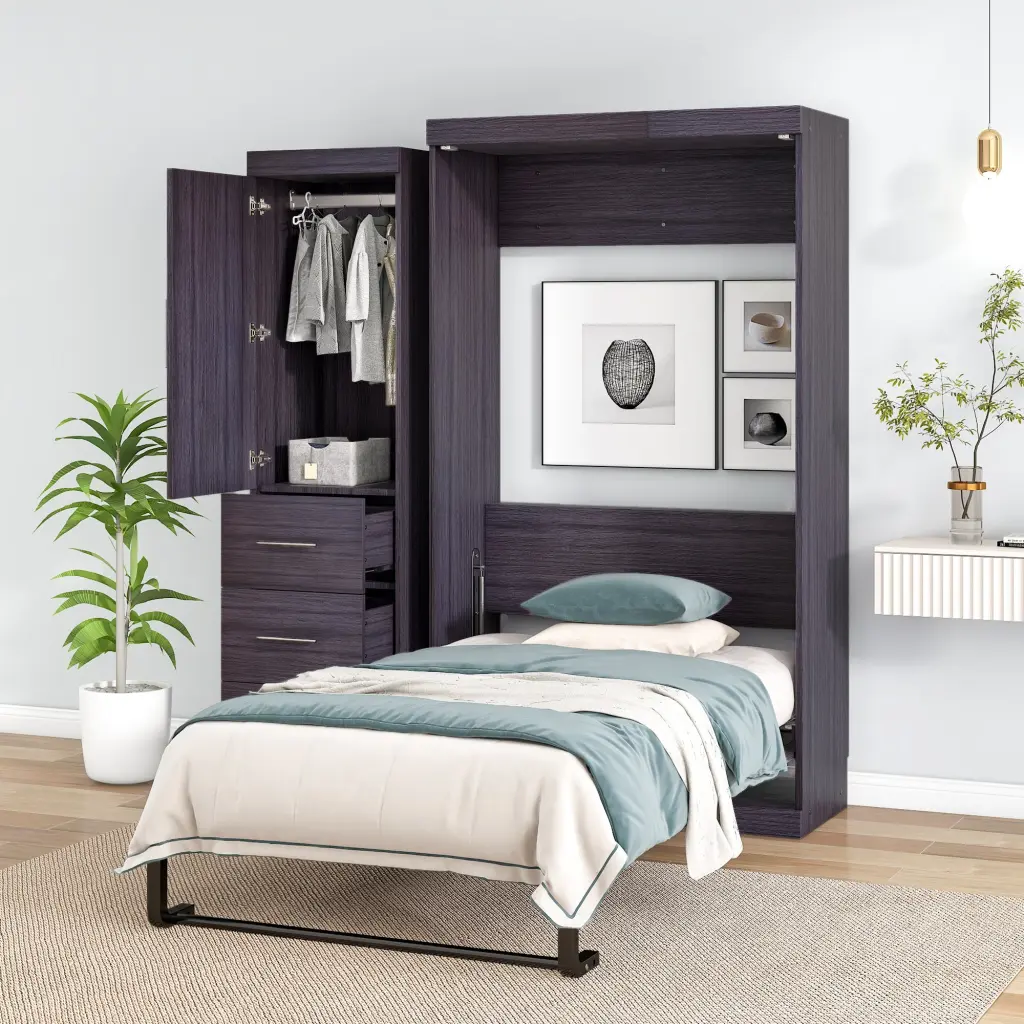 Twin Dimensions Murphy Bed Wardrobe and Drawers Storage Bed wm store