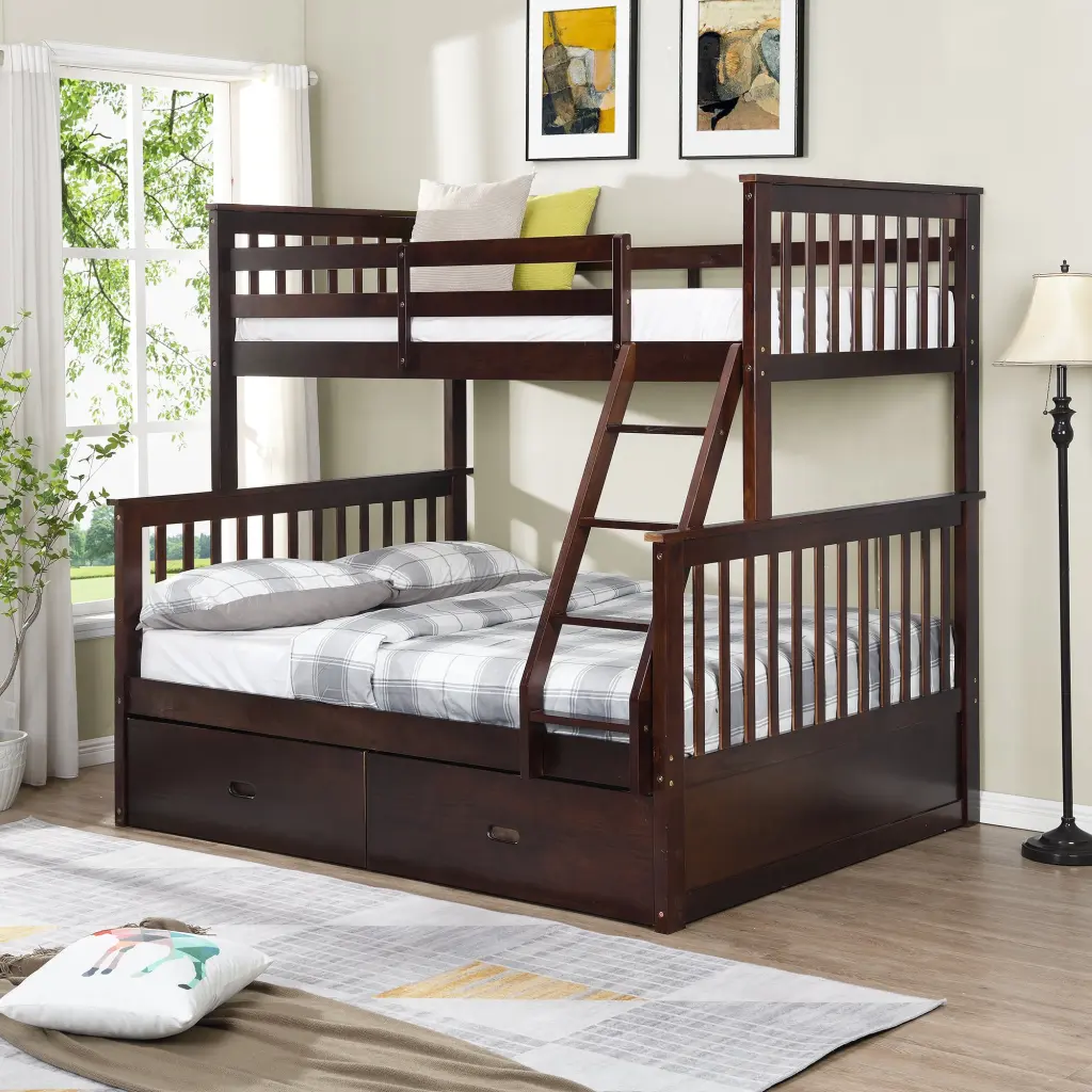 Twin Over Full Bunk Bed Storage Drawers Timberen Ladder Included civilfurniture