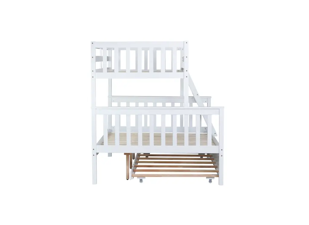 Twin Over Full Elastomer Timber Bunk Bed Trundle And Convertible Ladder inspirit
