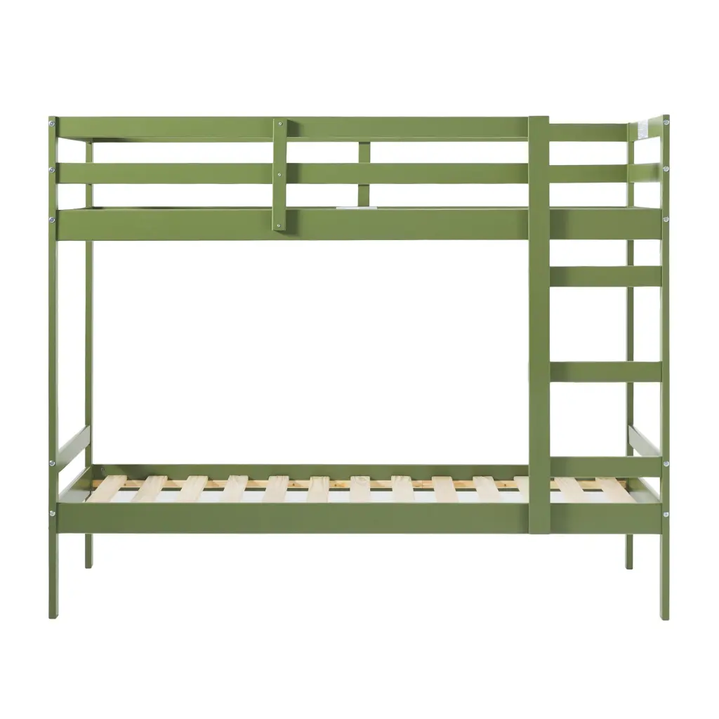 Modern Effortless Solid Timber Twin Over Twin Bunk Bed Olive Green walker edison