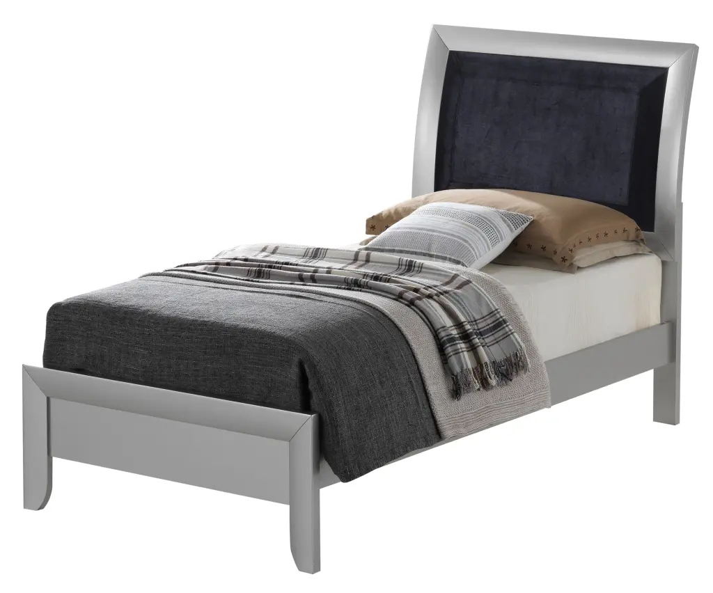 Contemporary Silver Champagne Twin Bed Frame Particle Board glory furniture