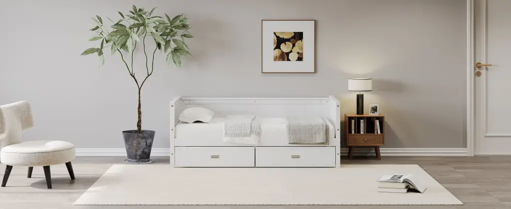 Twin Dimensions Solid Wood Daybed Two Drawers Kids Teens Dorm Room bed best