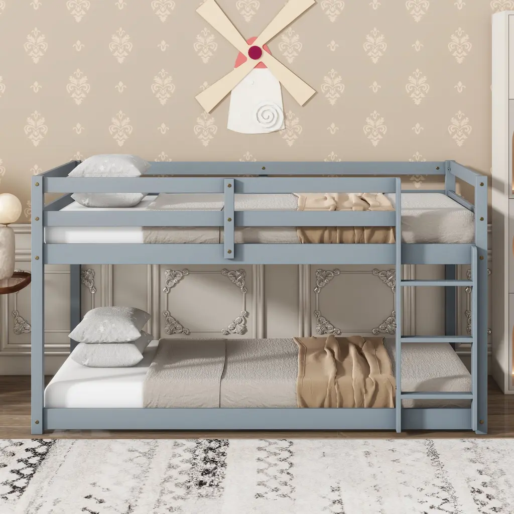 Solid Timberen Twin Over Twin Loft Bed Ladder and Solid Elastomer Construction inspirit