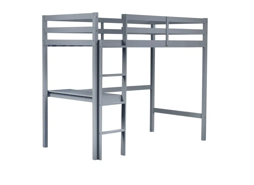 Twin High Loft Bed Security Guardrail, Rubber Wood Construction Safety and Durability inspirit