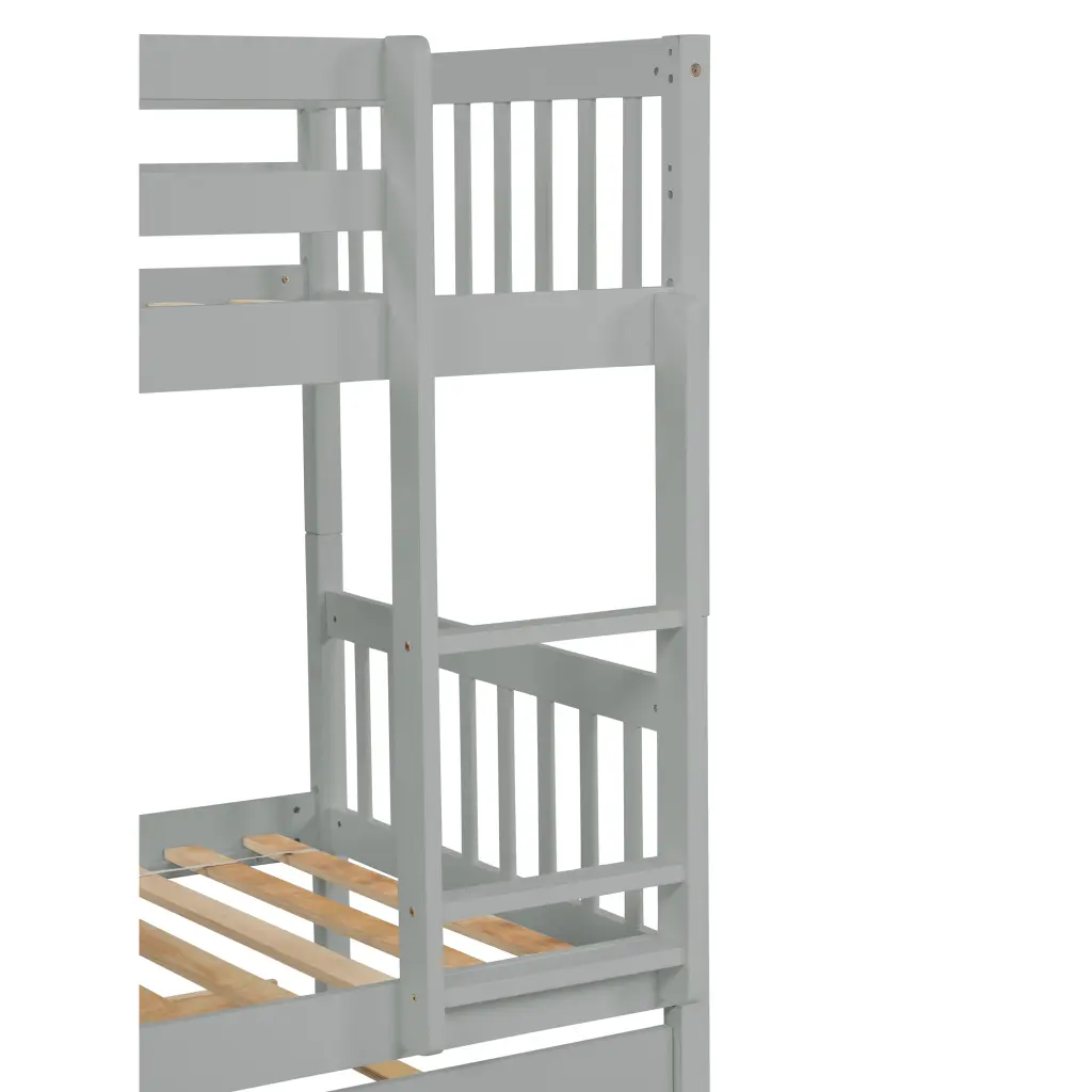 Twin Over Twin Elastomer Timber Bunk Bed Trundle Convertible Into 2 Twin Beds inspirit