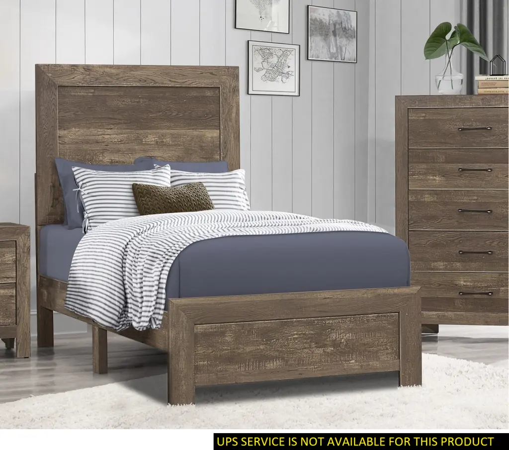 Effortless Look Rustic Brown Finish Twin Size Bed Panel Headboard and Footboard kanepe
