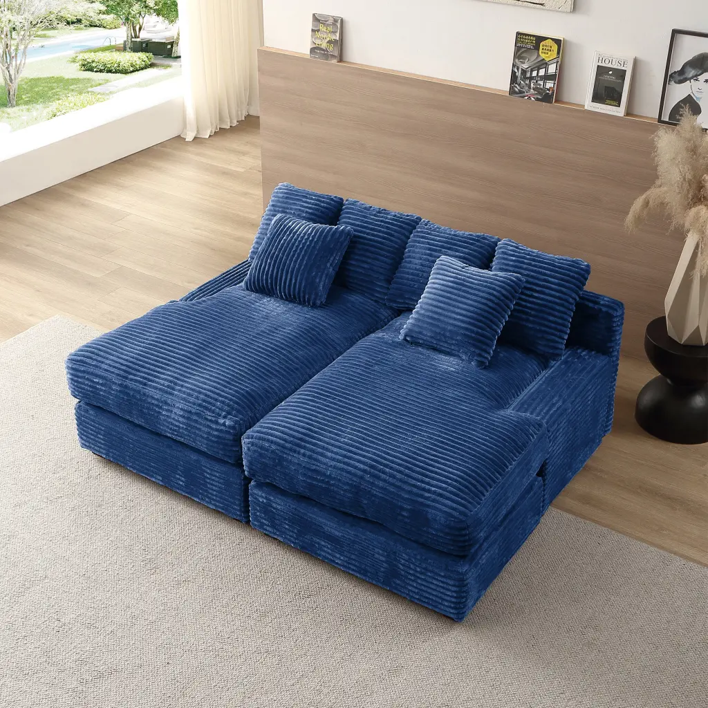 74.8 Inch Modern Premium Twins Sofa Couch Standard Corduroy Fabric hdf store
