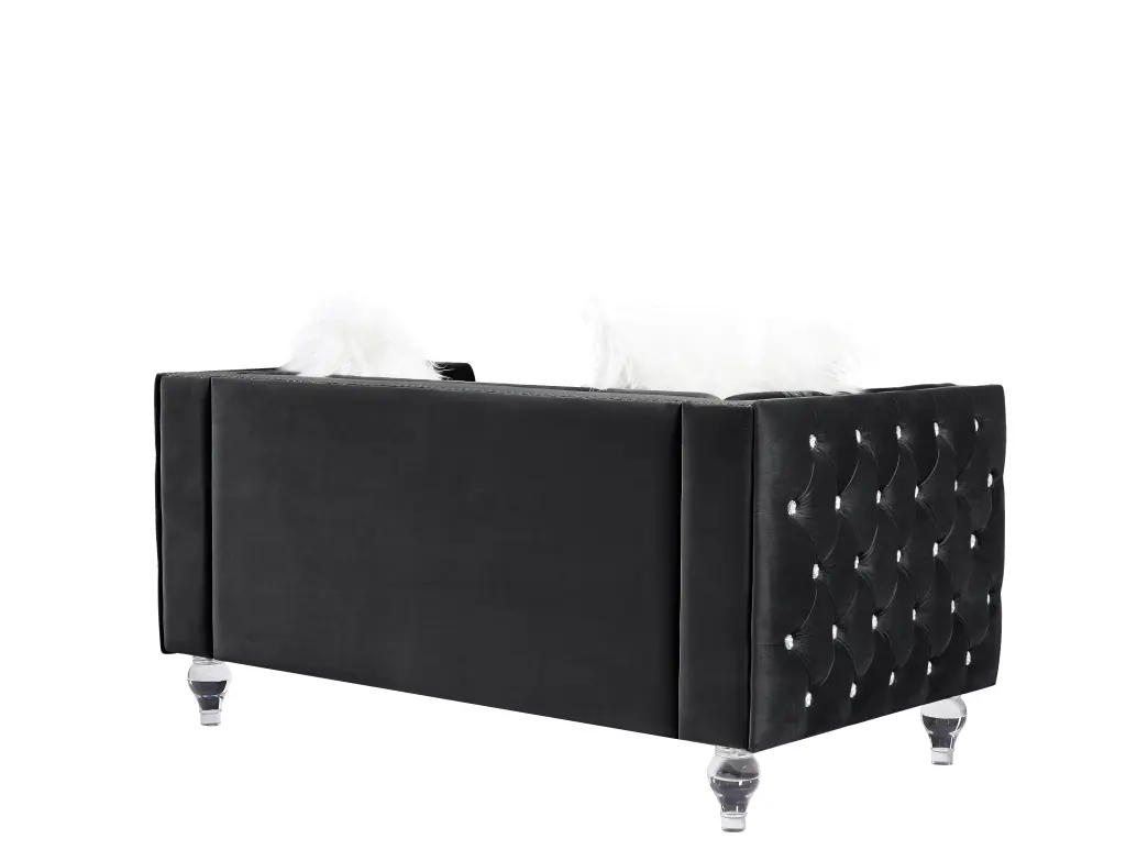 2066 Black Velvet Two Seat Sofa Armrest hao xiang store