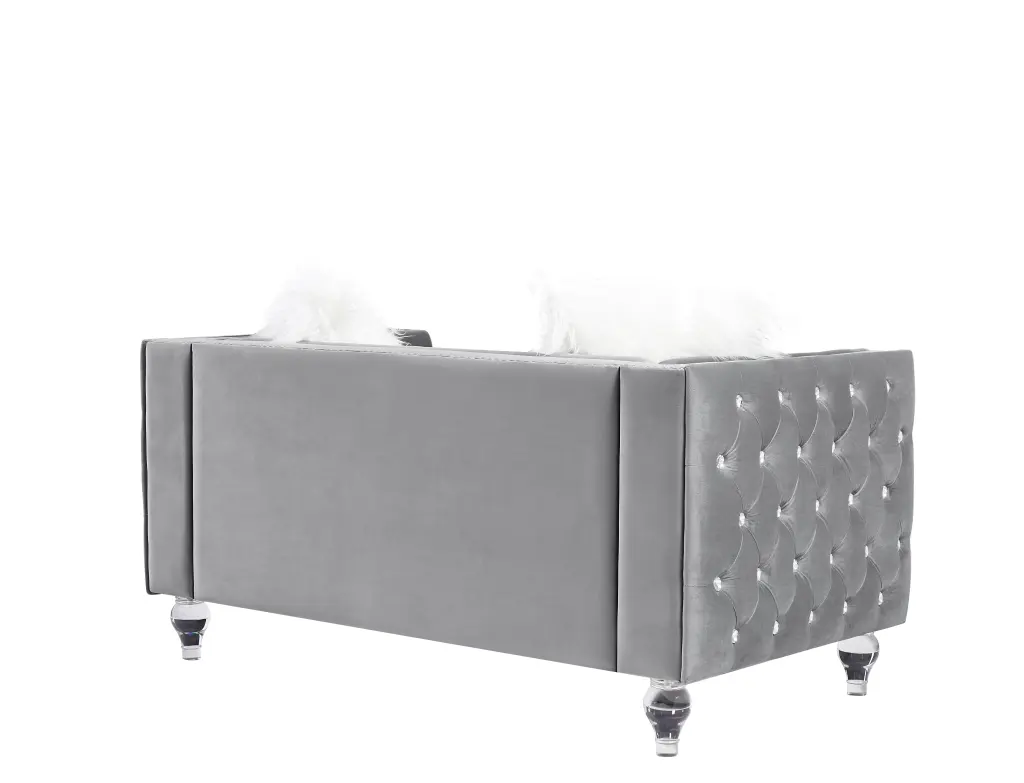 2066 Gray Velvet Double Sofa Armrest hao xiang store