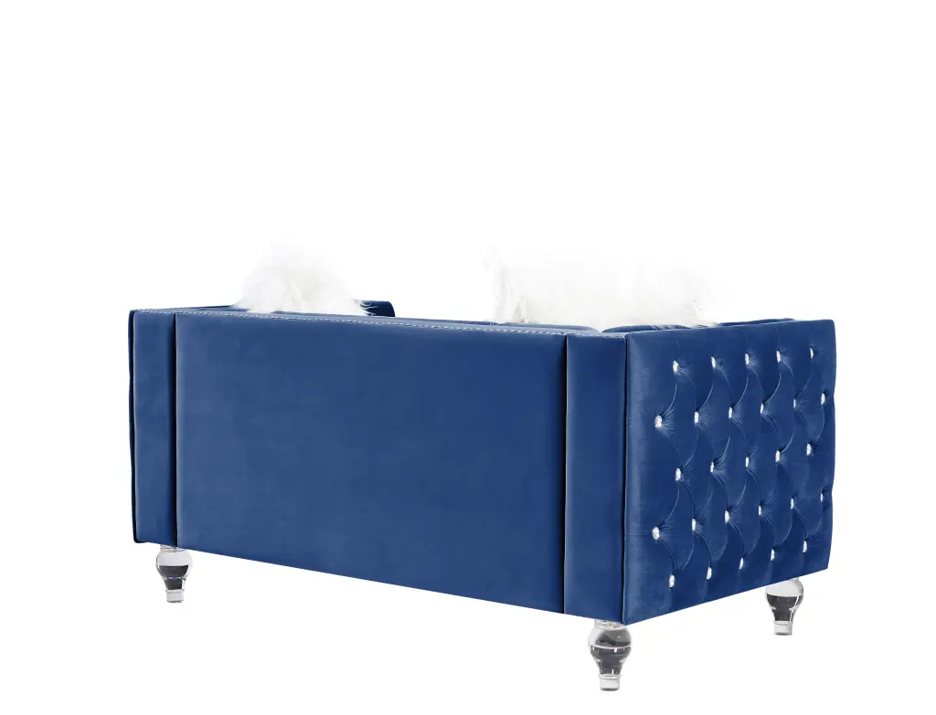 2066 Navy Blue Velvet Double Sofa Armrest hao xiang store