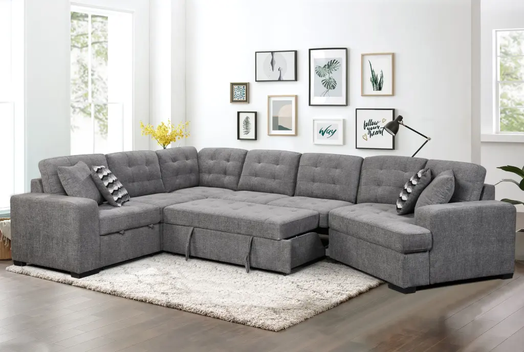 149 Inch Oversized Sectional Sofa Modern Large Upholstered U-Shaped Sofa happy home