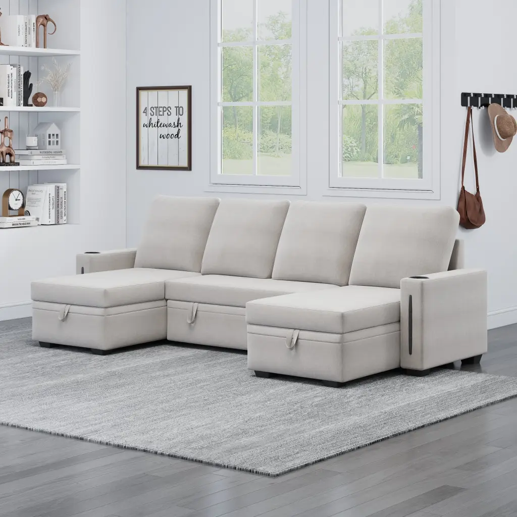 Sectional Sofa Storage 96 Inch U Shaped Sectional Couches Living Room huazhao furniture
