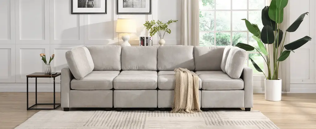 103 Inch Sectional Sofa Couch Sofa Bed U Shaped Sofa Two Movable Ottomans oris fur.