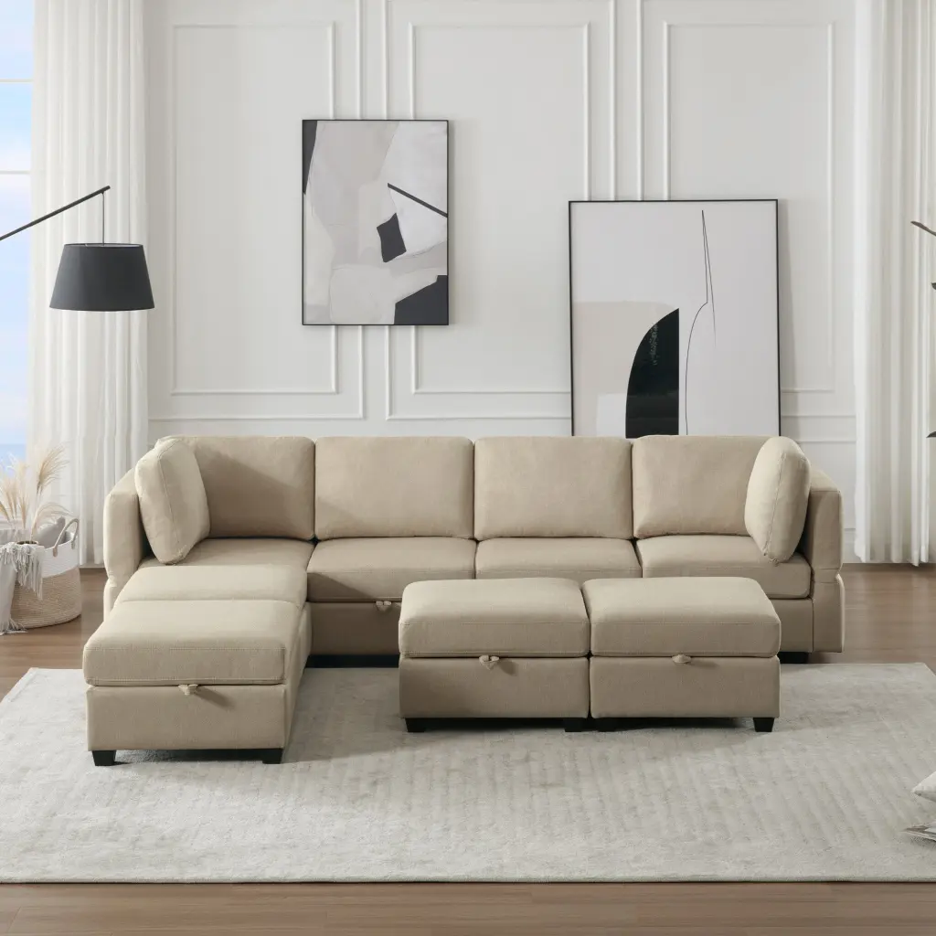 Adjustable Arms And Backs Sectional Sofa Modern U Shaped Couch Living Room ui furniture