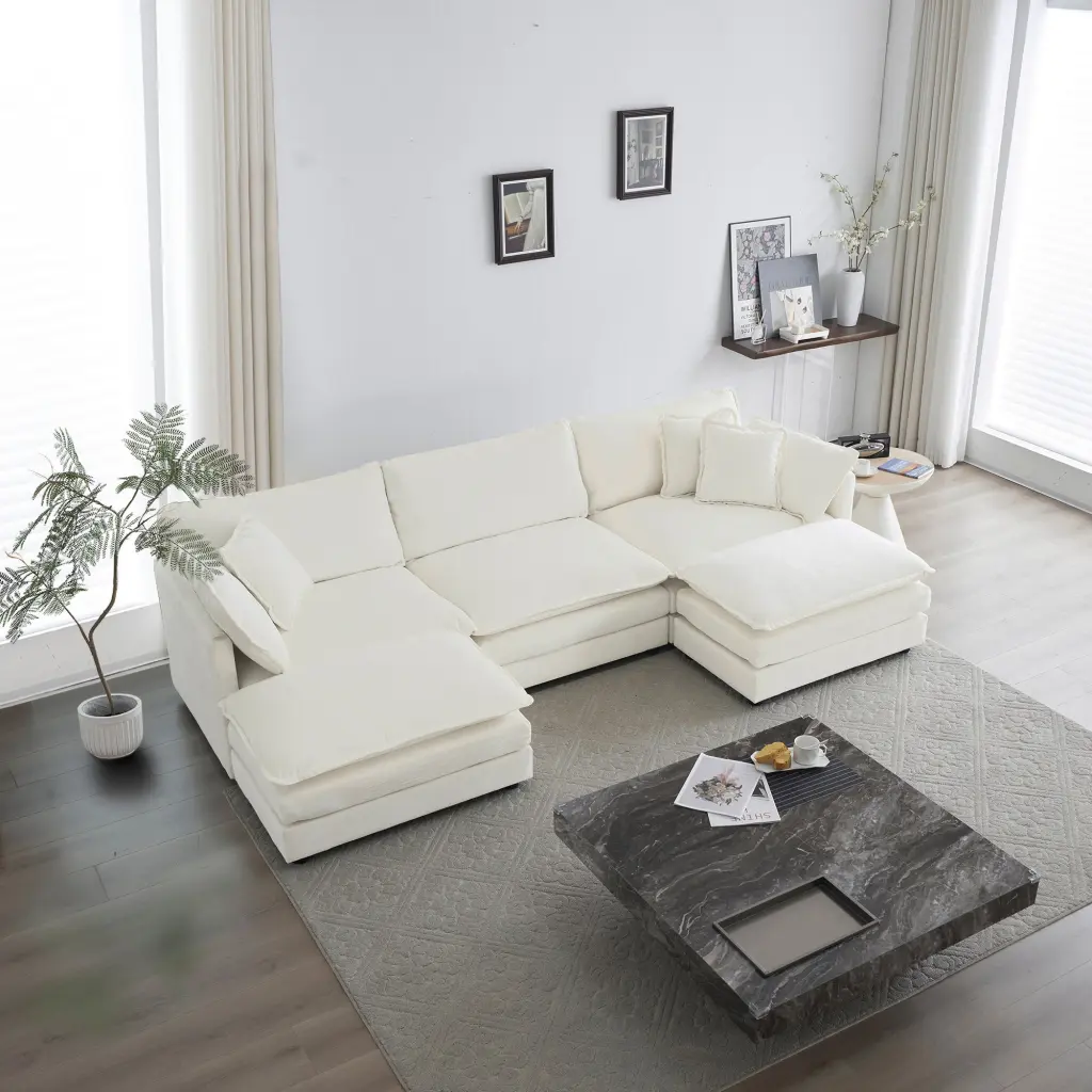 U Shaped Sectional Sofa Reversible Footrest 5 Seater Convertible ui furniture