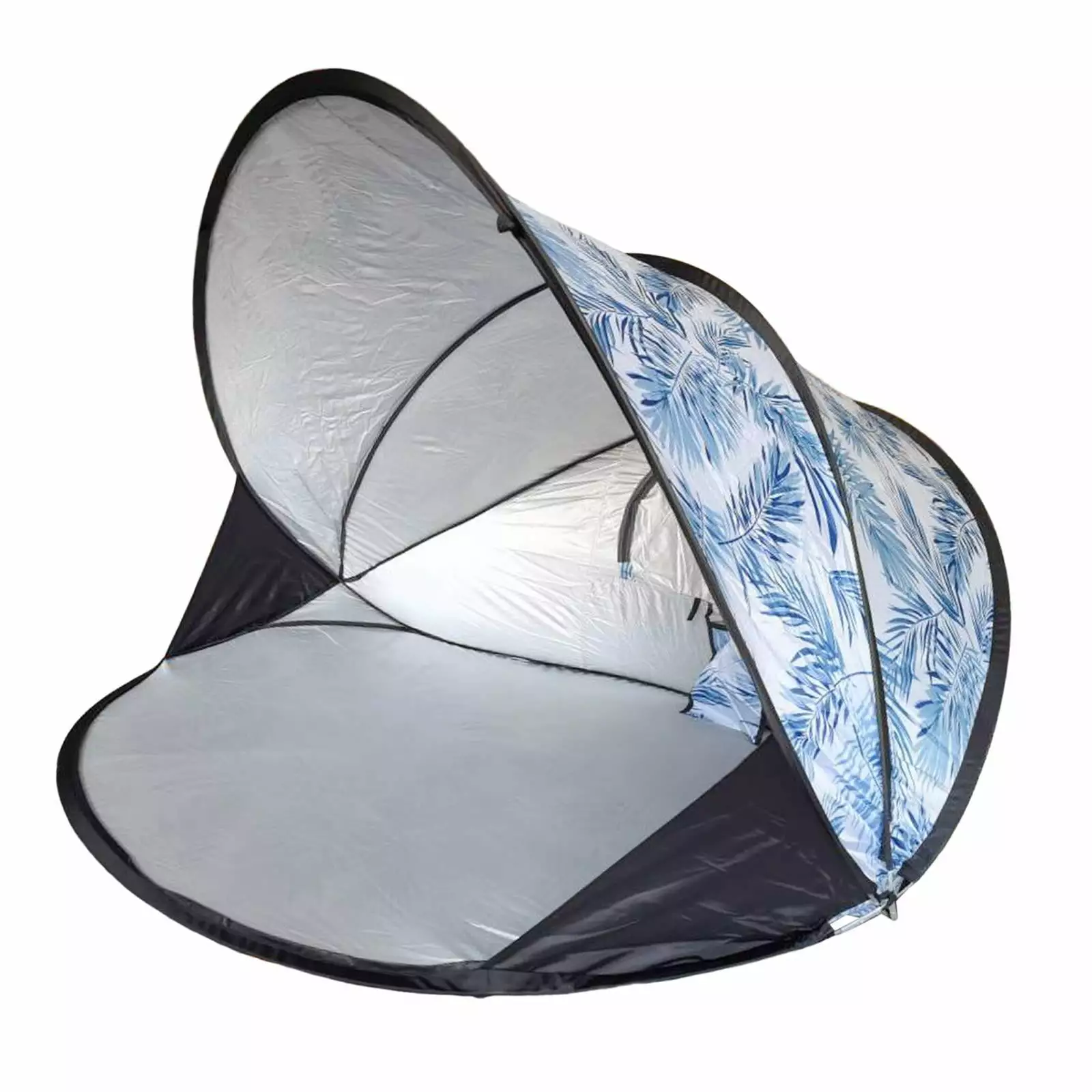 2 Person Beach Umbrella Tent Versatile Outdoor Shelter Leaf Pattern