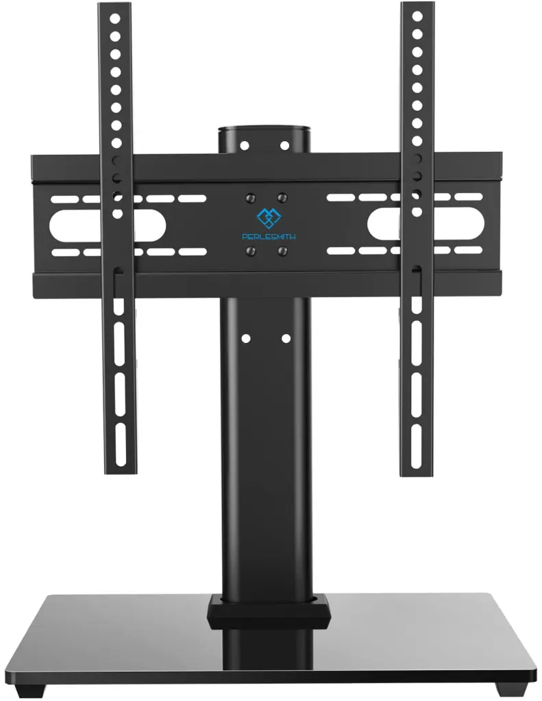 PERLESMITH Universal TV Stand 37-55 inch LCD LED TVs Height Adjustable Stand Tempered Glass Base