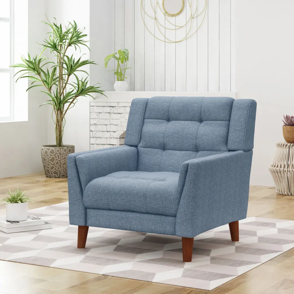 Greenmont Upholstered Armchair Blue Material Living Room nh-ihave