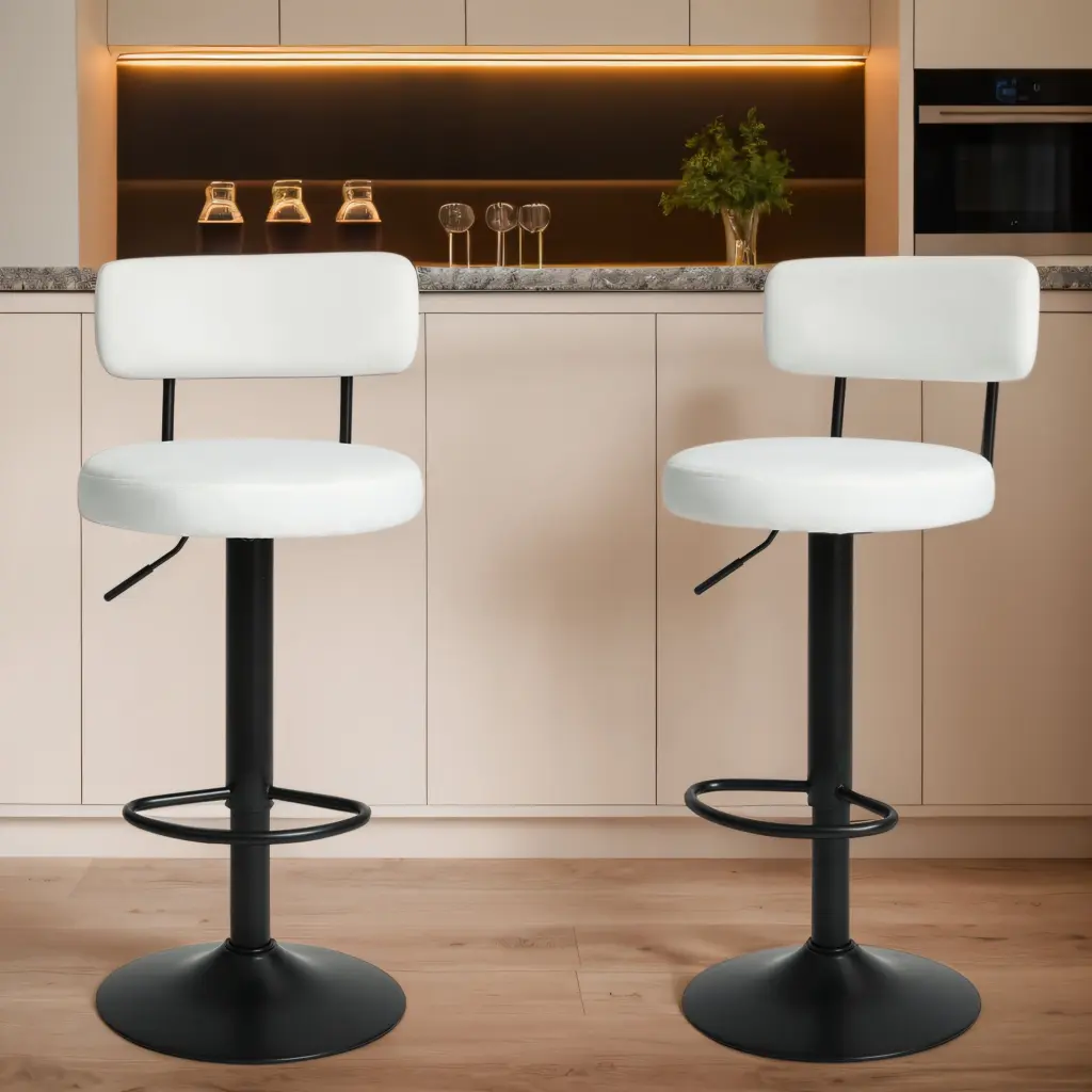 Modern Bar Stools Set 2 Curved Backrest Upholstered Counter Height Stools merrysmarthome