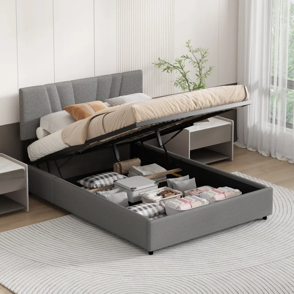 Queen Upholstered Platform Bed Lifting Storage, Queen Dimensions Bed Frame bedepot