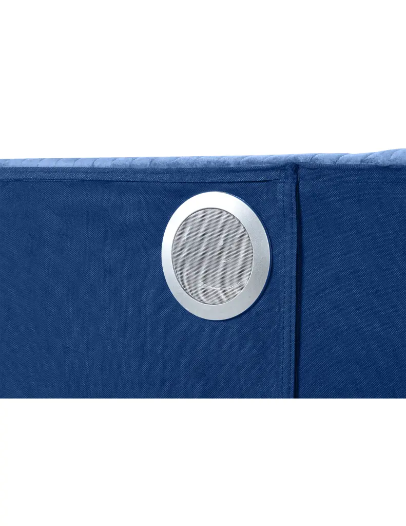 Lizelle Upholstered Wooden Queen Bed Ambient Lamp Blue Velvet galaxy home furnishings