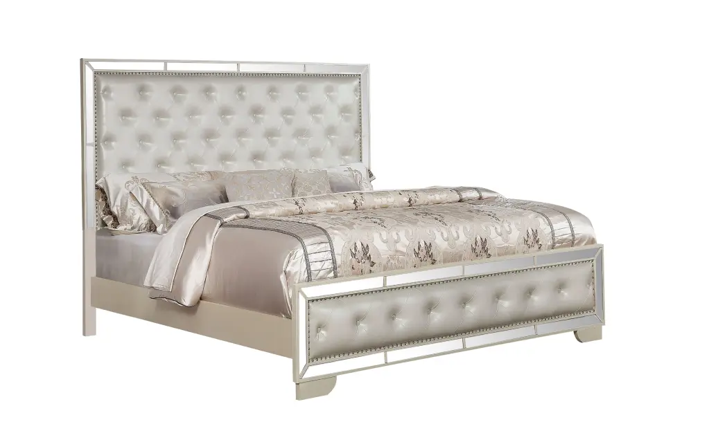 Madison King Size Upholstery Bed Made Wood Beige Color Box Spring Included galaxy home furnishings