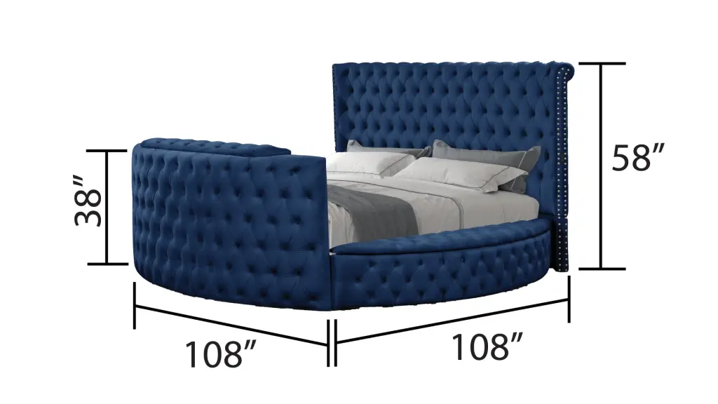 Maya Modern Style Glass Tufted Queen Bed Timber Frame Blue Box galaxy home furnishings