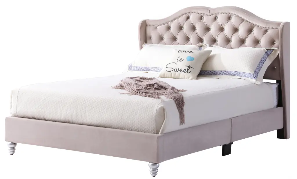 Elegant Transitional Queen Upholstered Bed Box Spring Required glory furniture