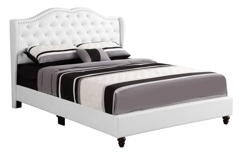 Joy G1926 QB Up Queen Upholstered Bed White Foam PU Modern Bedroom Furniture glory furniture