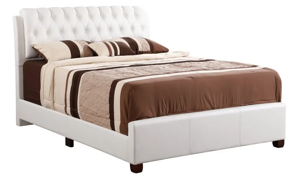 Marilla G1570C QB Up Queen Bed White Foam PU Upholstered Bed Frame glory furniture