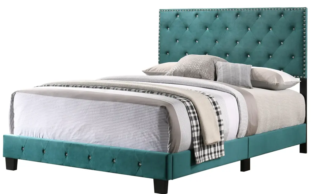 Suffolk G1404 Fb Up Full Bed Green Foam Velvet glory furniture