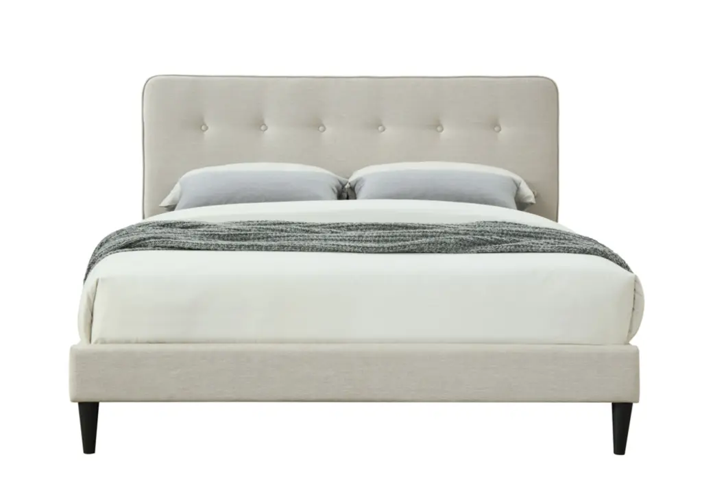 Full Dimensioned Upholstered Bed Box USB Off White Upholstered ihomefurnishings