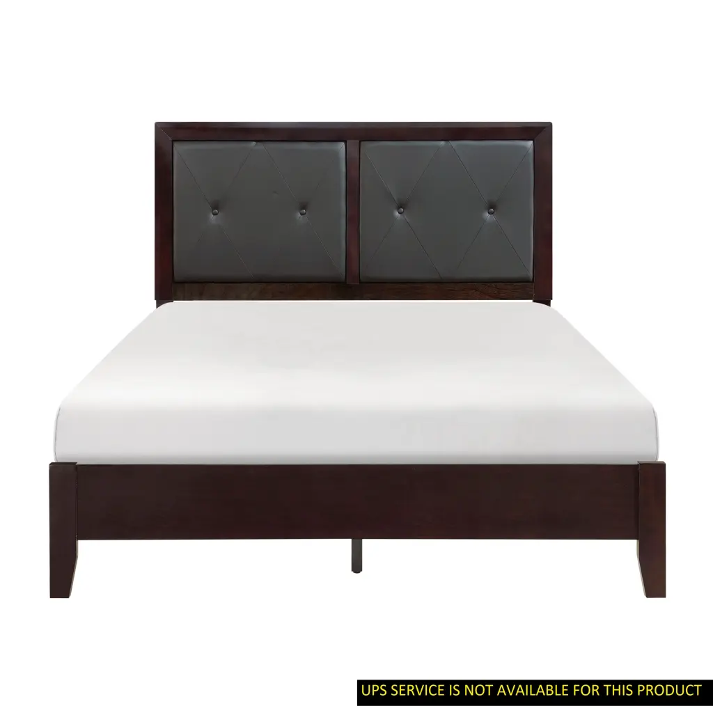 Espresso Finish 1 Piece Queen Size Bed Faux Leather Upholstered Button Tufted Headboard kanepe