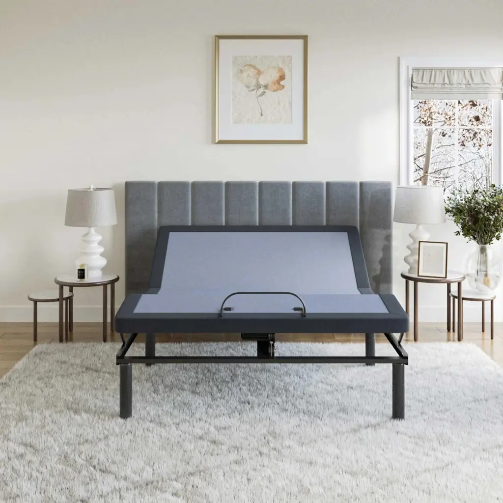 BT2500 King Customizable Bed King Blue Gray Upholstered omne sleep