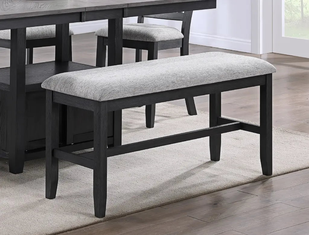 1Pc Farmhouse Transitional Counter Height Upholstered Bench Light Gray kanepe