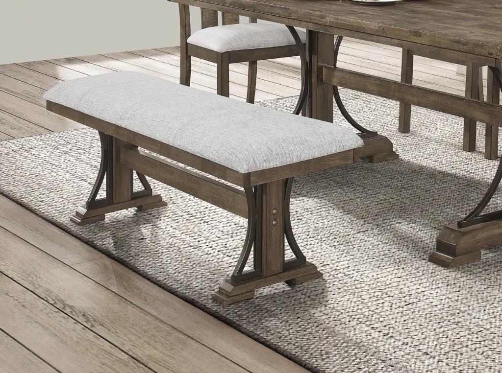 1Pc Transitional Style Bench Upholstered Seat Brown Gray Finish kanepe